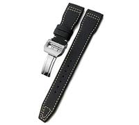 SCRUBY 20mm 21mm 22mm Woven Nylon Watch Strap Fold Buckle Watchbands Fit For IWC Pilot Mark Portugieser Portofino Bracelet(Black white silver,20mm)