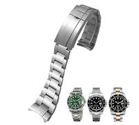 SCRUBY 20mm 21mm 316L Stainless Steel Watchband Fit for Rolex Submariner GMT Silver Metal Watch Strap Slide Lock Buckle(Matte silver)