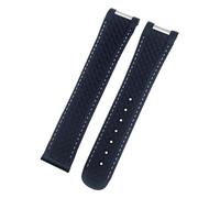 SCRUBY 20mm 21mm Fluorous Rubber Watchband For Omega Seamaster Watch AT150 AQUA TERRA 150 FKM Soft Strap Folding Buckle(Blue strap,21mm)