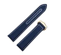 SCRUBY 20mm 22mm Nylon Canvas Watch Band For Omega Strap Seamaster 300 AT150 Fabric Leather AQUA TERRA150 Watchband Deployment Buckle(Blue Gold Buckle,22mm)