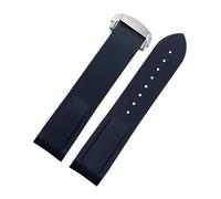 SCRUBY 20mm 22mm Rubber Silicone Watch Bands For Omega Seamaster 300 speedmaster Strap Seiko Watchband Men's watch Accessories(Blue silver buckle,20mm)