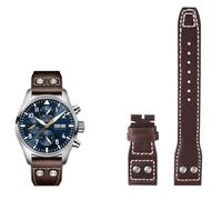 SCRUBY 21mm 22mm Genuine Leather Watch Band For IWC Big Pilot Flamethrower Little Prince Mark Strap Willow Nail Bracelet(Brown no buckle,21mm)