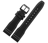 SCRUBY 22mm The Top Leather Watch Band For IWC IW326201 / IW377701 Big Pilot Series Genuine Leather Watch Strap(BLACK WHITE)