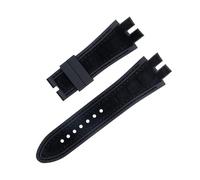 SCRUBY 28mm Black Blue Red Yellow Nubuck Leather Belt Silicone Watch Band Accessories Fit For Roger Dubuis Strap For EXCALIBUR Series(Black 13)