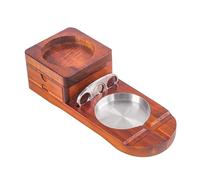 SCRUBY Cigar Cutter Solid Wood Ashtray Whiskey Glass Tray Holder - Manual Preparation Storage Drawer, Desktop Stainless Steel Tool Accessory Set