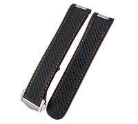 SCRUBY Curved 19mm 20mm 21mm Rubber Watchband Fit For Omega AT150 Seamaster 300 AQUA TERRA Diving Bracelets Black Blue Silicone Watch Strap(Blk org triangular,Silver buckle)
