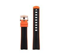 SCRUBY Curved End Rubber Watchband Fit for Omega Seamaster 007 Speedmaster Diver 300M Aqua Terra 150 Planet Ocean Silicone Soft waterproof Watch Strap(Black Orange3)