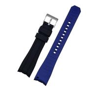 SCRUBY Double color For Rolex Citizen Seiko Silicone Strap Men Watch Accessories Arc Mouth Watchband Bracelet Watch Belt 20mm 22mm Watchbands(Black blue silver,22mm)
