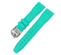 SCRUBY FKM Natural Rubber Watchband 20mm 21mm 22mm for IWC Big Pilot's Watches IW3881 IW3777 Green Yellow Colorful Soft Fluororubber Strap(Light Green Round,21mm)