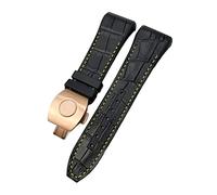 SCRUBY For Franck Muller Watch Band 28mm Cowhide Silicone Watch Strap Nylon Rubber Folding Buckle Watch Bands For Men Bracelet(Black yellow rose)