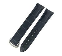 SCRUBY For Omega Diver 300 AQUA TERRA AT150 Cowhide Strap Genuine Leather Watchband 19mm 20mm 21mm 22mm Curved End Watch Band(Blue round,21mm)