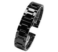 SCRUBY For women man Ceramic Bracelet stainless steel combination watchband 12 14 15 16 18 20 22mm strap fashion watch wristwatch band(Ceramic Black,17mm)