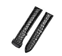 SCRUBY Genuine Leather Band Alligator For Omega Seamaster Speedmaster 300,300M,600,007 Watch Strap 18mm To 24mm Crocodile Leather Strap For Men's And Women's(Black-black,19mm)