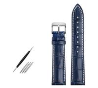 SCRUBY Genuine Leather Bracelet 19mm 20mm 21mm 22mm Watch Strap For Longines L29094920 Watchband Top Layer Cowhide Wristwatches Band(Blue pin silver,19mm)