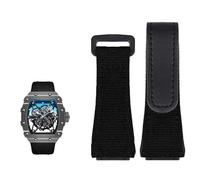 SCRUBY Genuine Leather strap, suitable for Richard Mille nylon strap, men RM50/53 screwdriver, four-star or five-star screw head,25mm(Black black)