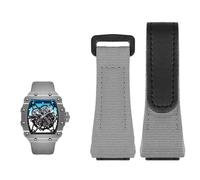 SCRUBY Genuine Leather strap, suitable for Richard Mille nylon strap, men RM50/53 screwdriver, four-star or five-star screw head,25mm(Grey black)