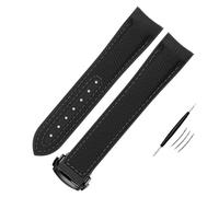 SCRUBY High Density Nylon Rubber Watchband For Omega X Swatch Joint MoonSwatch Constellation Waterproof 20mm Watch Strap Curved End Band(BK-black BK,22mm)