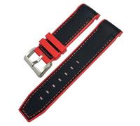 SCRUBY New Natural Rubber Watchband 22mm 23mm For Tudor Strap Black Bay Bronze Two Tone Wristband Soft Silicone Watch Band Free Tools(Black red,22mm)