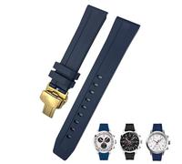 SCRUBY Rubber Silicone Watchband 20mm 19mm 21mm 22mm for Tissot Le Locle T006 T114 PRC200 Strap Butterfly Buckle Waterproof Bracelet(Blue Gold,20mm)