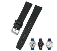 SCRUBY Rubber Silicone Watchband 20mm 19mm 21mm 22mm for Tissot Le Locle T006 T114 PRC200 Strap Butterfly Buckle Waterproof Bracelet(Black Silver Pin,20mm)