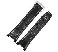 SCRUBY Substitute For Omega Constellation Double Eagle 131.133 Series Watchband Manhattan Rubber Cowhide Male Observatory Strap Notch 25-14mm(Black 2)