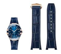 SCRUBY Substitute For Omega Constellation Double Eagle 131.133 Series Watchband Manhattan Rubber Cowhide Male Observatory Strap Notch 25-14mm(Blue)