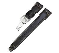 SCRUBY Thick Real Leather Calfskin Watchband 20mm 21mm 22mm For IWC Big PILOT Spitfire IW5009 IW3777 Rivets Cowhide Watch Strap Tool(Brown white 1,20mm)