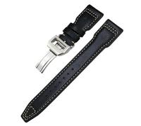 SCRUBY Thick Real Leather Calfskin Watchband 20mm 21mm 22mm For IWC Big PILOT Spitfire IW5009 IW3777 Rivets Cowhide Watch Strap Tool(Black white 1,20mm)