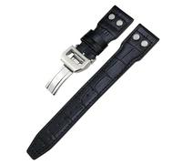SCRUBY Thick Real Leather Calfskin Watchband 21mm 22mm For IWC Big PILOT Spitfire IW5009 IW3777 Rivets Cowhide Watch Strap(Black black Bamboo2,22mm)