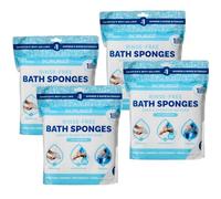 Scrubzz Disposable No Rinse Bathing Wipes - All-in-1 Single Use Shower Wipes, Simply Dampen, Lather, and Dry Without Shampoo or Rinsing (Unscented, 4-Pack)