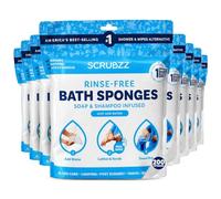 Scrubzz Disposable No Rinse Bathing Wipes - All-in-1 Single Use Shower Wipes, Simply Dampen, Lather, and Dry Without Shampoo or Rinsing (Unscented, 8-Pack)