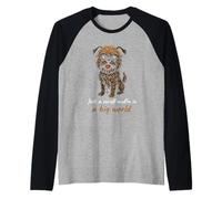 Scruff Muffin In A Big World Dog Owner Puppy Dog Lover Raglan Baseball Tee