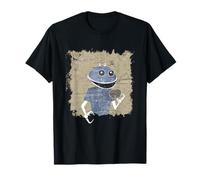 Scruffbag 70's Retro Alien Robot 80's Vintage Distressed Design Grunge T-Shirt - Women's - Black - Small - Short Sleeve - Classic Fit - Polyester - Retro Lovers, Adults, Kids