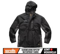 Scruffs Black Worker Jacket Men's Workwear Waterproof Raincoat Work Site Coat