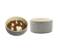 Scruffs Ceramic Dog Slow Feeder and Water Bowl Set - Large
