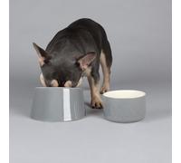 Scruffs Classic 2 Piece Flat Faced Dog Bowl & Water Bowl - 20cm | 18cm - Grey