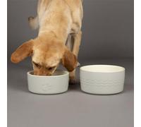 Scruffs Icon 2 Piece Dog Food & Water Bowl Set - 19cm | 20cm - Light Grey
