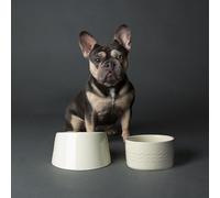 Scruffs Icon 2 Piece Flat Faced Dog Bowl & Water Bowl - 20cm | 18cm - Cream