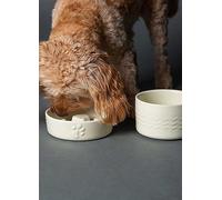 Scruffs Icon Slow Feeder 16cm & Drink Bowl 15cm Set for Dogs or Cats Cream