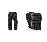 Scruffs Men's Trade Flex Trouser, Black, 38R & T50302 Flexible Knee Pads 1 Pair,Black