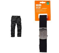 Scruffs Men's Trade Flex Trouser, Black, 40R & T50304 Cotton Adjustable Clip Belt Black One Size