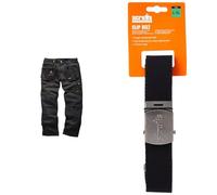 Scruffs Mens Worker Plus Trousers, Black, 34W Long EU & T50304 Cotton Adjustable Clip Belt Black One Size