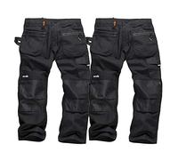 Scruffs Ripstop Twin Pack Trade Hardwearing Work Trousers with Multiple & Knee Pad Pockets Black (Various Sizes, Short, Regular and Long Leg) (30" Waist/ 32" Leg)
