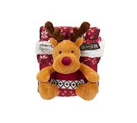 Scruffs Santa Paws Pet Blanket and Reindeer Toy Gift Set, Burgundy, 0.28 kg
