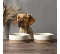 Scruffs Scandi 2 Piece Non Tip Pet Food & Water Bowl - 20cm - Cream