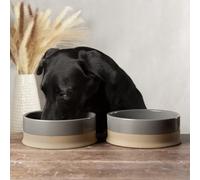 Scruffs Scandi 2 Piece Non Tip Pet Food & Water Bowl - 20cm - Grey