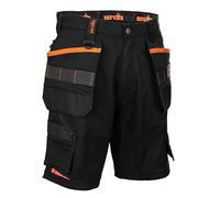 Scruffs Silverton Stretch Fabric Work Shorts, Holster Pockets Black with Orange Detailing (UK, Waist, 38, Regular, Regular, Black)