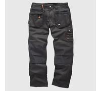 Scruffs Work Trousers Worker Plus - Black, Holster Pockets, Hardwearing - 32in W 34in L Long