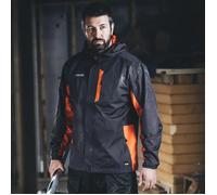 Scruffs Mens Rain Jacket Waterproof Worker Jacket Work Coat Black / Orange