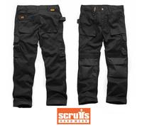 Scruffs Worker Trousers Black Multi Pocket (All Sizes) Reinforced Trade Workwear